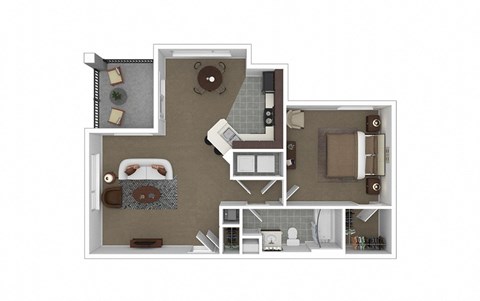 Floor plan design with 1 Bedroom and 1 Bathroom